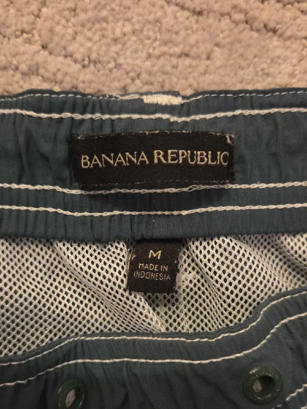 Banana Republic Dark Green Athletic Swimming Trunk with White Contrast Stitching